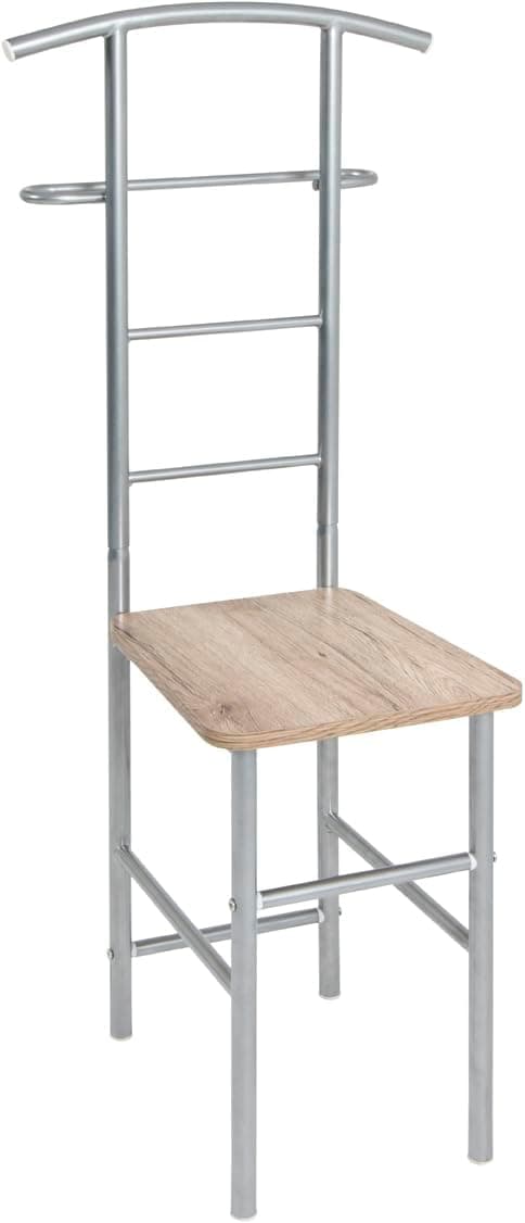 HAKU Herrendiener als Stuhl stummer Diener Sitz alu, eiche, MDF Metall - Maße: B 46 x H 109 x T 46 cm, Style: Modern