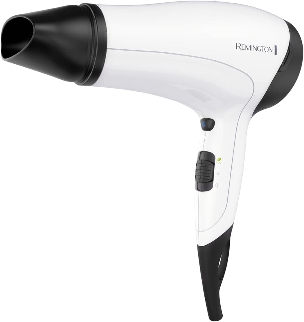 Remington Asciugacapelli 2000W - Leggero - Griglia Ionica in Ceramica per un calore omogeneo, bocchetta e diffusore per styling, 3 livelli di riscaldamento e 2 di ventola separati, D3015