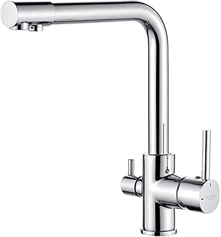 GRIFEMA DOVER-G4003 Rubinetto Cucina 3 Vie per Sistemi Osmosi, Miscelatore Cucina Tre Vie con Beccuccio Girevole a 360 ° (G3/8 Pollici), Cromo