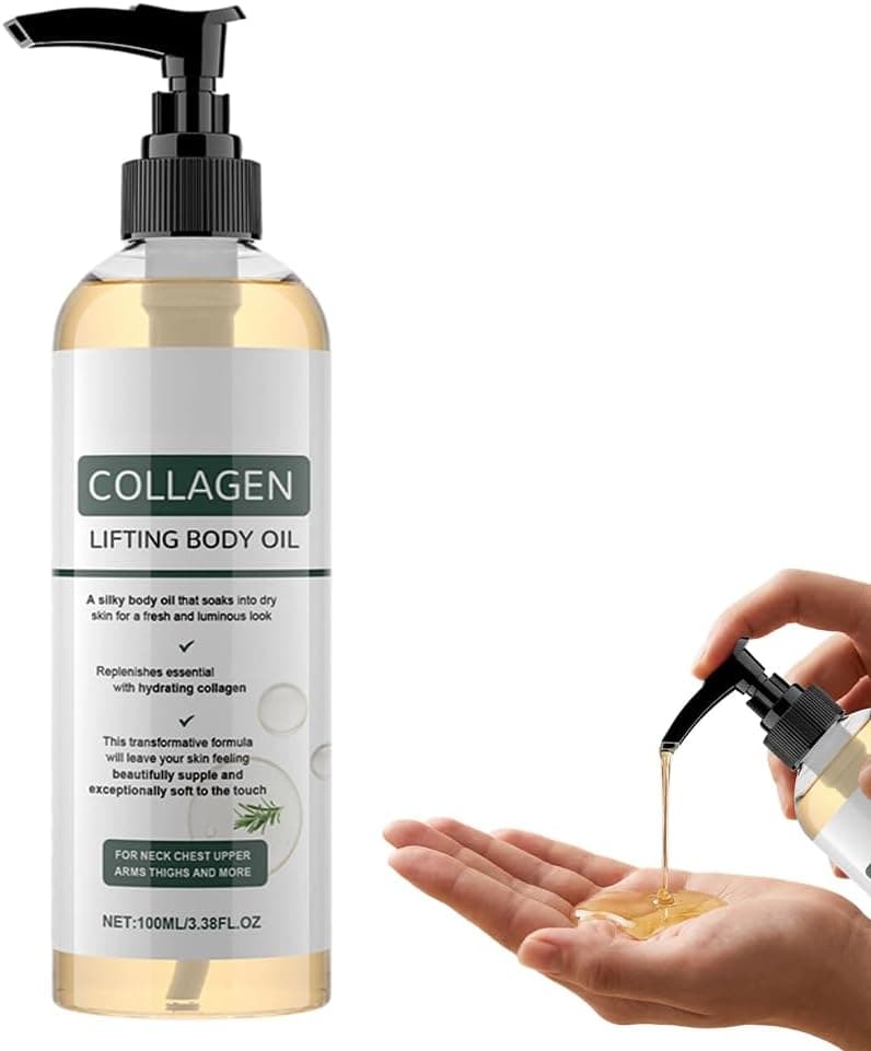 Huile Corporelle Liftante Au Collagène, Huile Corps Au Collagène Pour Femmes, Collagen Lifting Body Oil,Anti Cellulite, Raffermissante, Hydratante, Atténue Les Ridules, Illumine (1pcs)