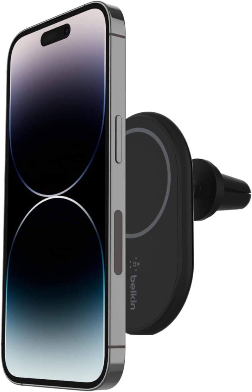 Belkin BoostCharge Supporto da auto Magnetico per Telefono, Caricatore Wireless Compatibile con MagSafe, Caricabatterie auto per iPhone 17, Air, Pixelsnap, iPhone 16, 15, 14 (cavo e inclusi)