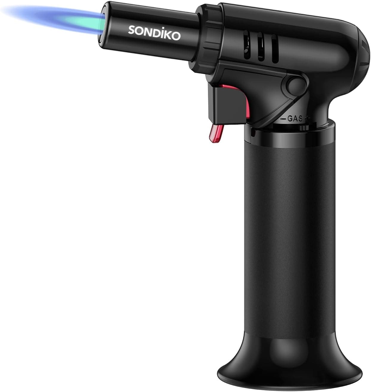 Sondiko Flambierbrenner mit Tankanzeige S907, Feuerzeuge, Bunsenbrenner, Nachfüllbarer Lötbrenner mit Sicherheitsschloss für die Küche, Camping (Butan nicht Inbegriffen)