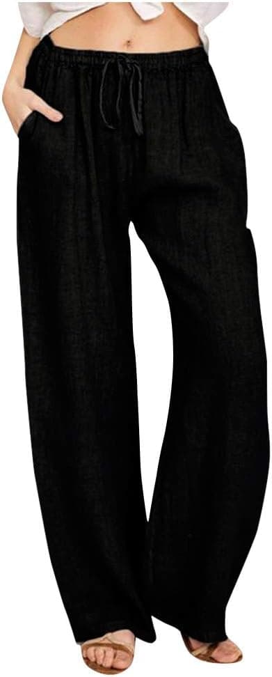 Leinenhose Damen Leichte Sommerhose Baumwolle Leinen Hose Cargohosen Leicht Frau Jogginghose Einfarbig Elegante Wanderhose Oversized Festliche Hosen