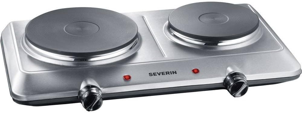 SEVERIN DK 1014 Fornello elettrico a due fuochi, Ø 18 cm x 1500 W + Ø 15 cm x 1000 W, Fondelli in ghisa indeformabili, Controllo in continuo della temperatura con 2 termostati, corpo in acciaio inox