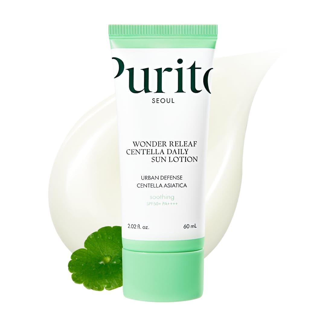 PURITO Wonder Releaf Centella Daily Sun Lotion SPF50+ PA++++, 60 ml, leicht, nicht weißer Gips, UVA- und UVB-Schutz, K-Beauty