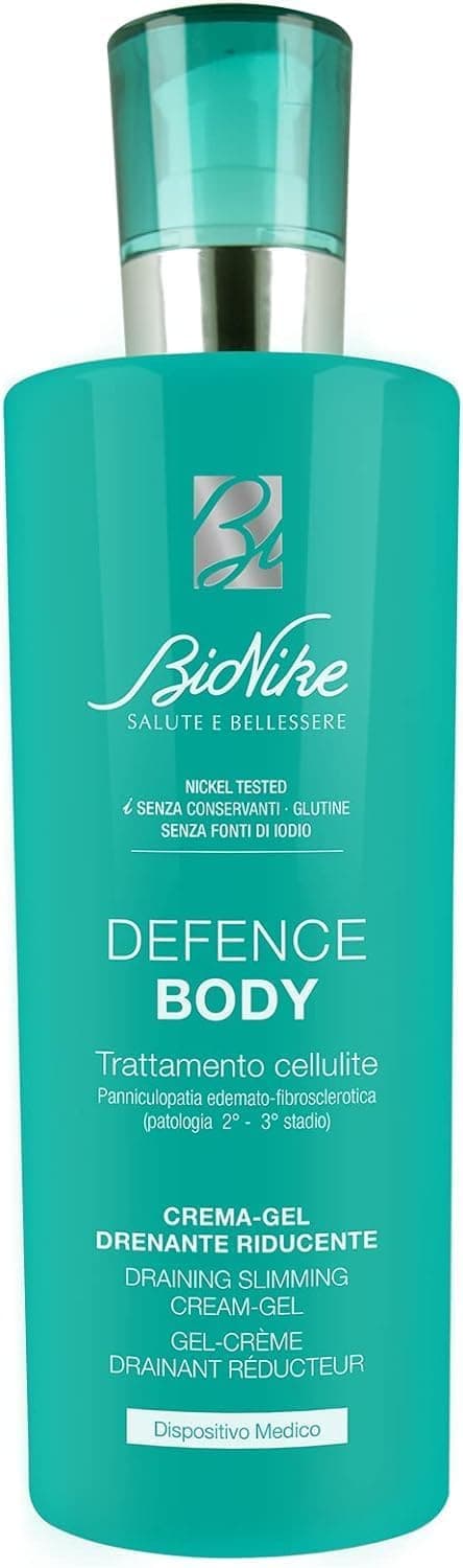 Bionike Defence Body - Crema-Gel Trattamento Anti-cellulite, Azione Drenante e Riducente, per Pelli Sensibili e Intolleranti, Effetto Freddo, Stimola la Circolazione e Contrasta la Cellulite