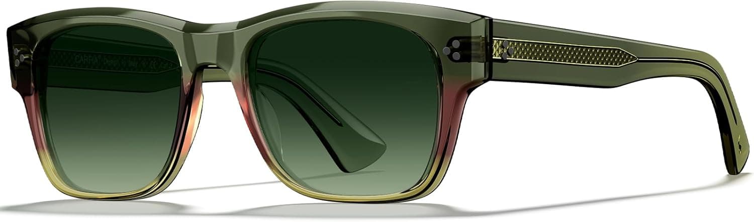 CARFIA Fashion Polarised Mens Sunglasses UV400 Protection Modern Retro Acetate Square Shades Driving Eyewear