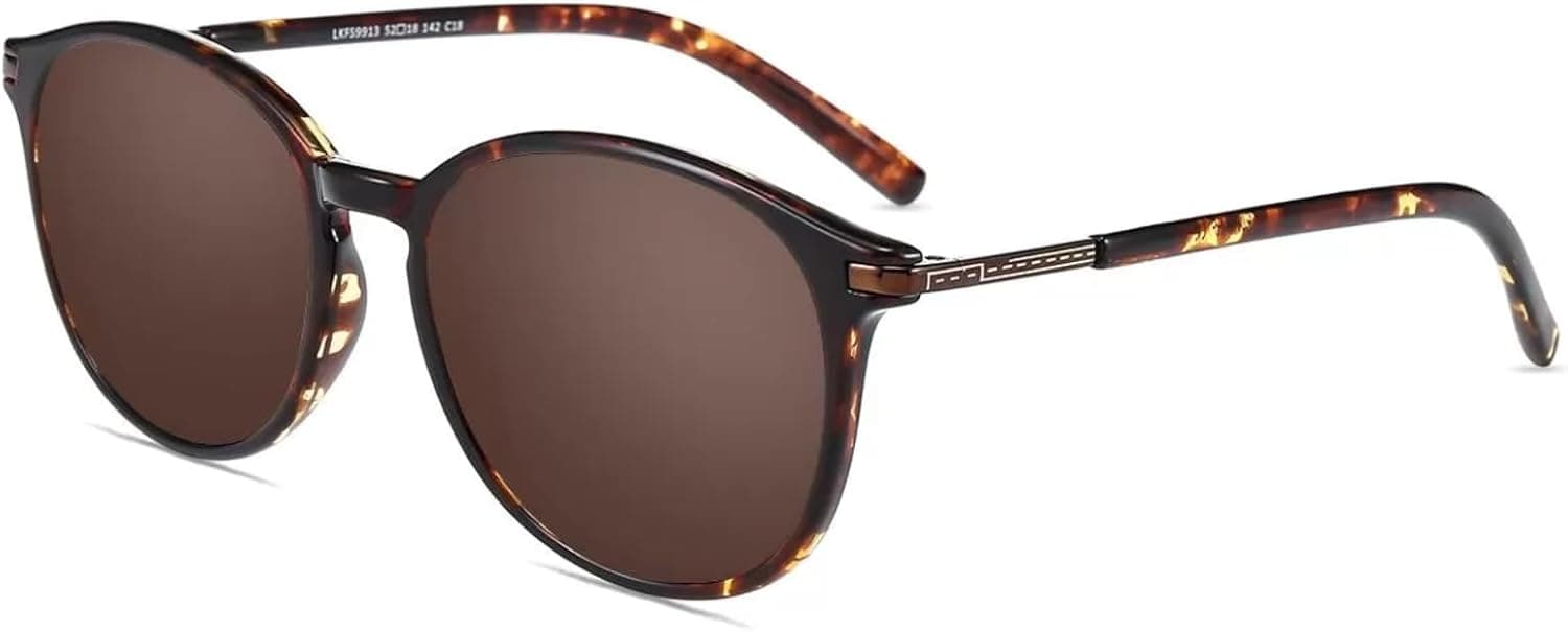 Firmoo Polarised Sunglasses for Men and Women – UV400 Protection, Classic Round Sunglasses with Gold Accents, LT9913