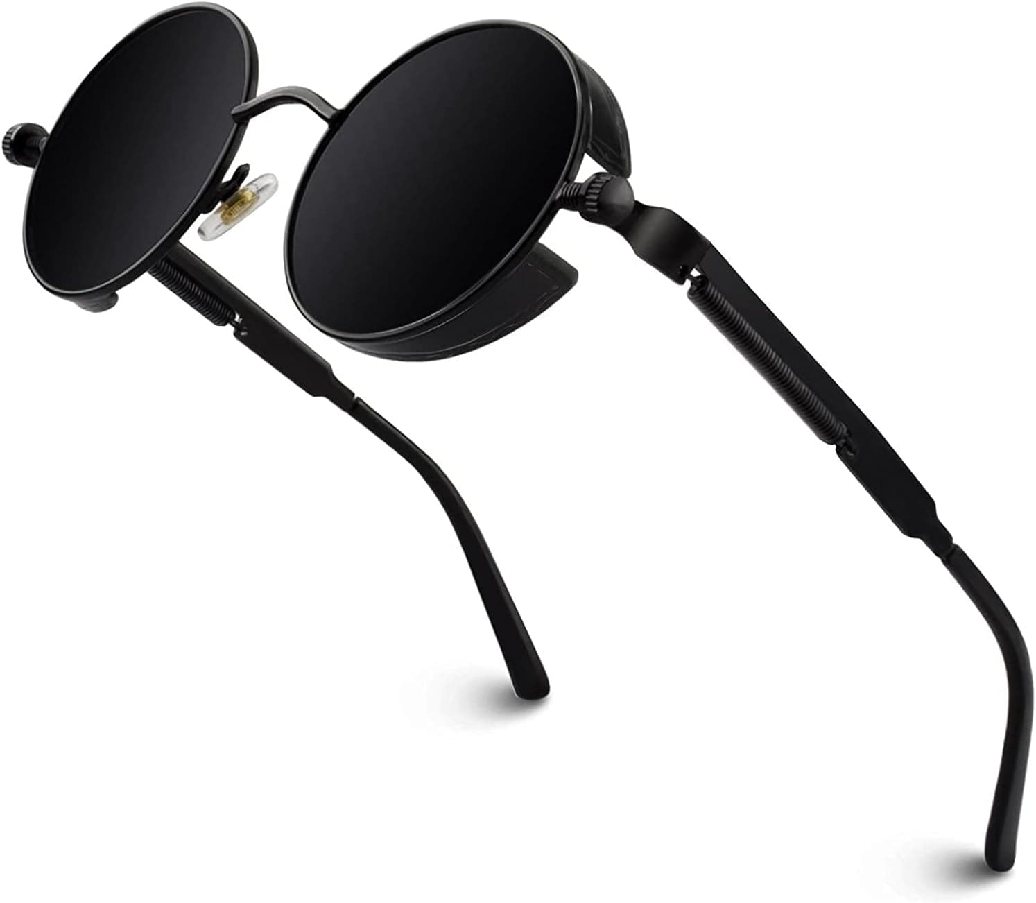 GQUEEN Retro Round Circle Polarised Steampunk Sunglasses Mens Womens UV400 Protection