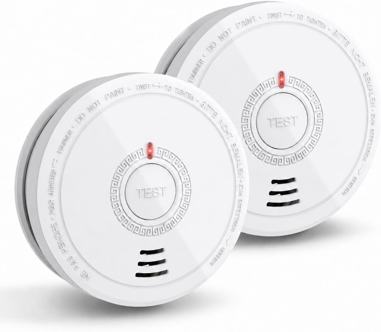 Fire Alarms Battery Operated for Home,Smoke Alarms Detector with 10 Years Life/5 Years Battery, Fire Alarm with LED Indicator and Silence Button Photoelectric Smoke Alarms for Home (2 Pack)