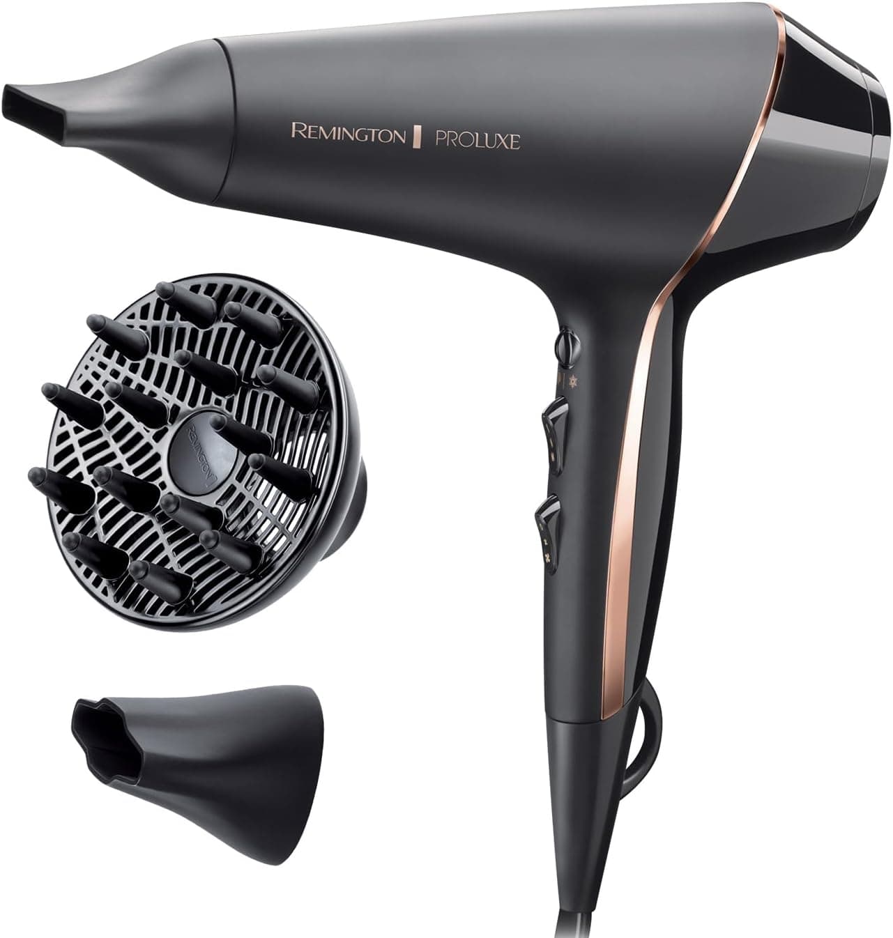 Remington Haartrockner Profi Ionen [2400W, 150km/h, 3 Stylingaufsätze] Proluxe (OPTIheat-Technologie für lang anhaltende Styling-Ergebnisse, Ionenpflege - Anti Frizz, langlebiger AC-Motor) AC9140B