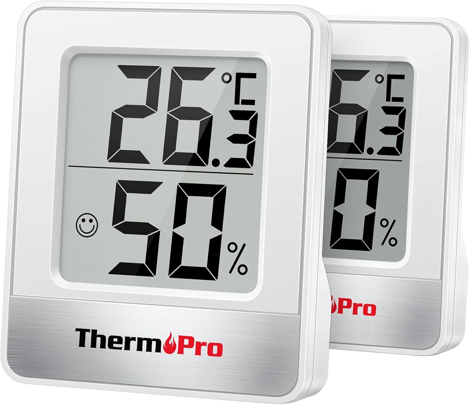 ThermoPro TP49-2 Petit Hygromètre Numérique Thermomètre Intérieur Thermomètre D'ambiance Moniteur de Température et Humidimètre pour Le Confort du Bureau à Domicile Thermomètre de Reptile, 2 Pièces