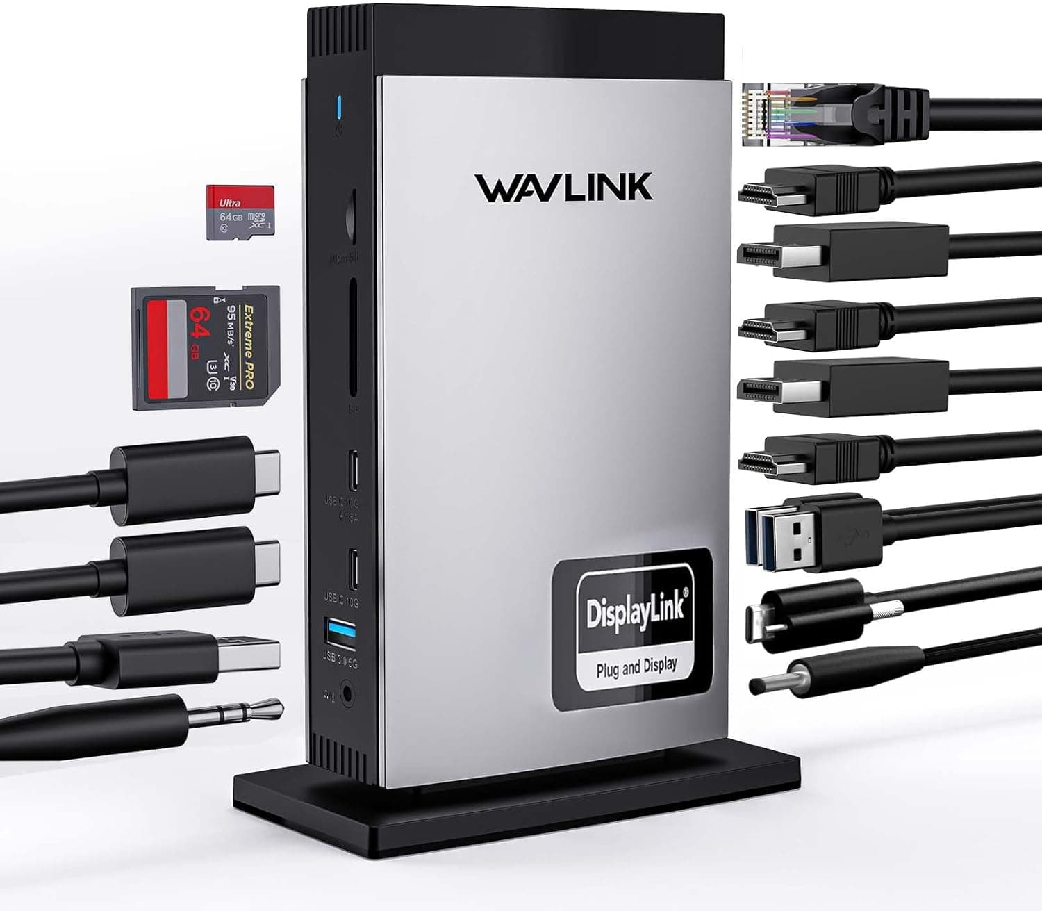 WAVLINK Docking Station USB C pour Ordinateur Portable avec 3 HDMI, DisplayLink Triple 4K60Hz, pour M1~M5 Mac/Windows, 5*USB, 2DP Compatible avec MacBook Neo(Pas de Chargement d'ordinateur Portable)