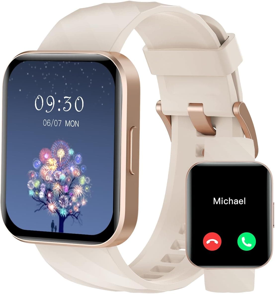 RUIMEN Reloj Inteligente Mujer Hombre con Llamada,1,85" Smartwatch con Pulsómetro,Podómetro,Oxímetro,Monitor Sueño,Esfera de Reloj Personalizada,Impermeable IP68 Pulsera de Actividad
