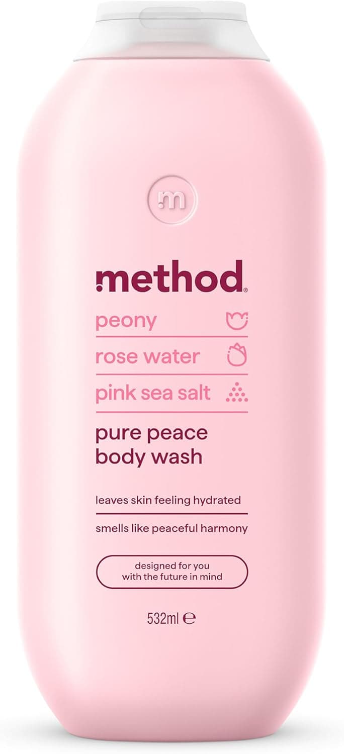Method Body Wash, Pure Peace, Shower Gel, Peony, Rose Water And Pink Sea Salt Scent, Pack of 1, 532ml.