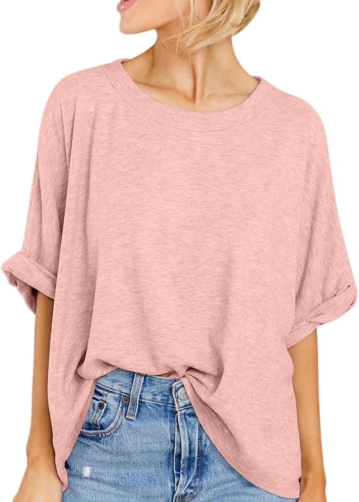 GeGekoko Damen T-Shirt Sommer Kurzarm Rundhals Oberteil Locker Frauen Casual Lose Tops Elegant Bluse