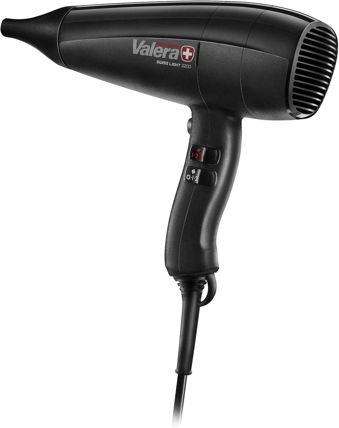 Valera, Swiss Light 3200, leichter professioneller Haartrockner, Föhn mit 3 Temperaturstufen und Abkühltaste, abnehmbarem Filter, Super-Flex-Kabel, 1600 W, Swiss Made