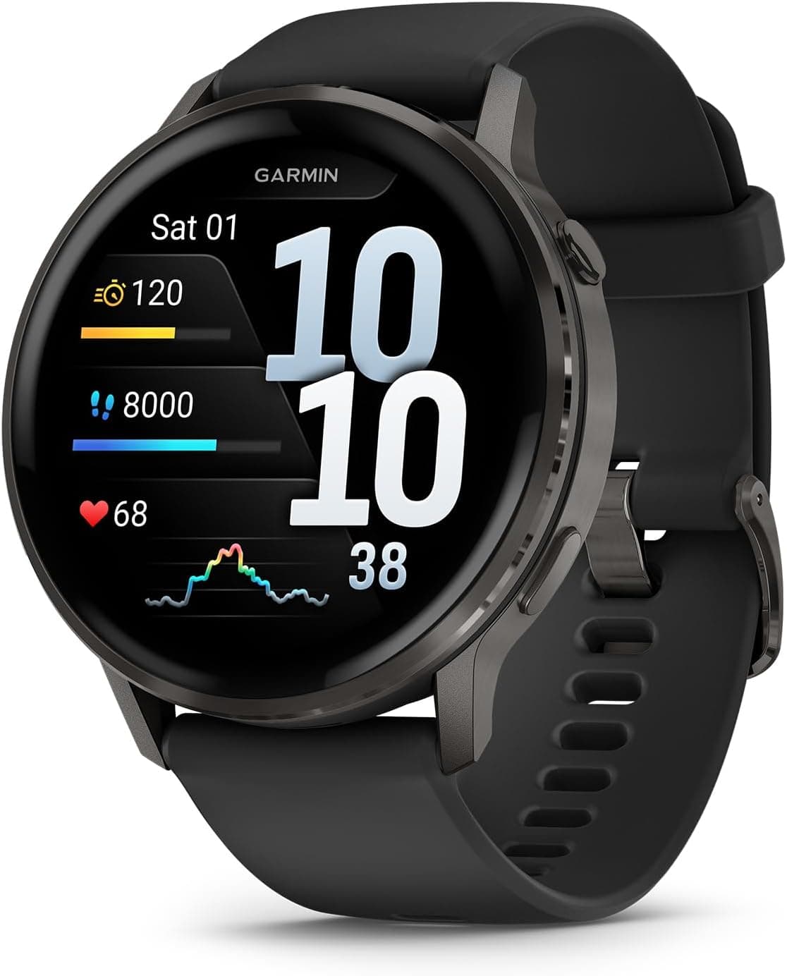 Garmin Venu 4 45mm - GPS Smartwatch, AMOLED Touchscreen, 24/7 Advanced Health & Fitness Tracking, 80+ Sports Apps, Flashlight, ECG, Sleep Tracking, Up to 12 Days Battery Life, Slate/Black