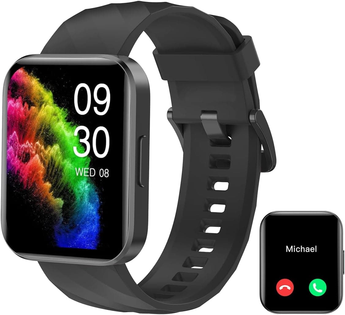 RUIMEN Smart Watch for Women Men Answer/Make Call 1.85" HD Screen Fitness Watch with Heart Rate SpO2 Menstrual Cycle Sleep/Step/Calorie Monitor IP68 Waterproof 100+ Sport Modes for Android iOS