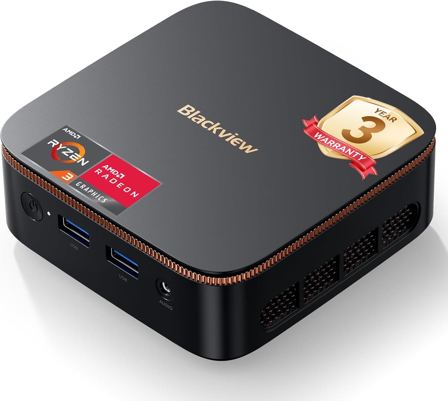 Blackview MP20 Mini PC Win-11 Pro(3-Year Warranty), AMD Ryzen 3300U(Beats N150), 16GB RAM 512GB SSD Desktop PC, 4K Dual Display, USB 3.2, WiFi 5, Small Computer for Work from Home & Graphic Design
