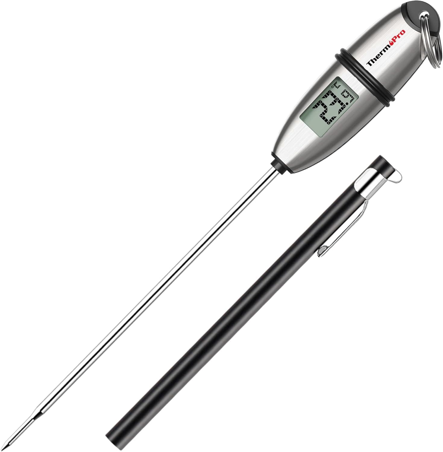 ThermoPro TP02S Termometro da Cucina Digitale a Lettura Istantanea con 5.35" Sonda Lunga e Display LCD per BBQ Carne Barbecue Vino Latte Olio Dolci Alimenti Griglia Acqua