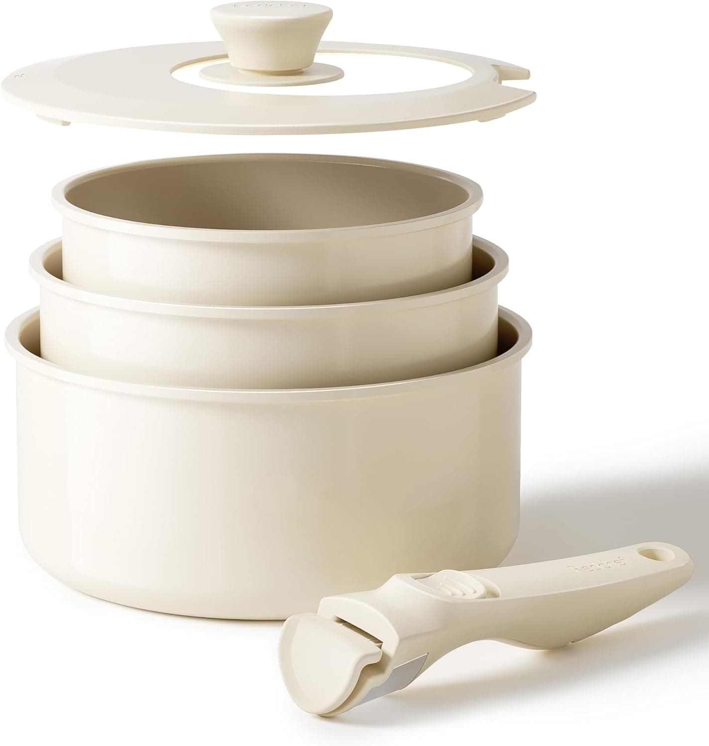 Redchef Juego de ollas de cerámica antiadherente de 16/18/20 cm con asas desmontables y tapa hermética 3 en 1, cacerolas de cocina induccion compatibles con todo tipo de cocinas, aptas para horno