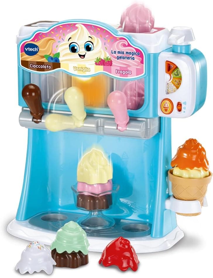 VTech La Mia Magica Gelateria, Gioco di Imitazione Bambino, Gelatiera Bambino, Gioco Educativo per Sviluppo Cognitivo, 12 Accessori Inclusi, Lingua Italiana, Batterie Incluse, 2-6 Anni