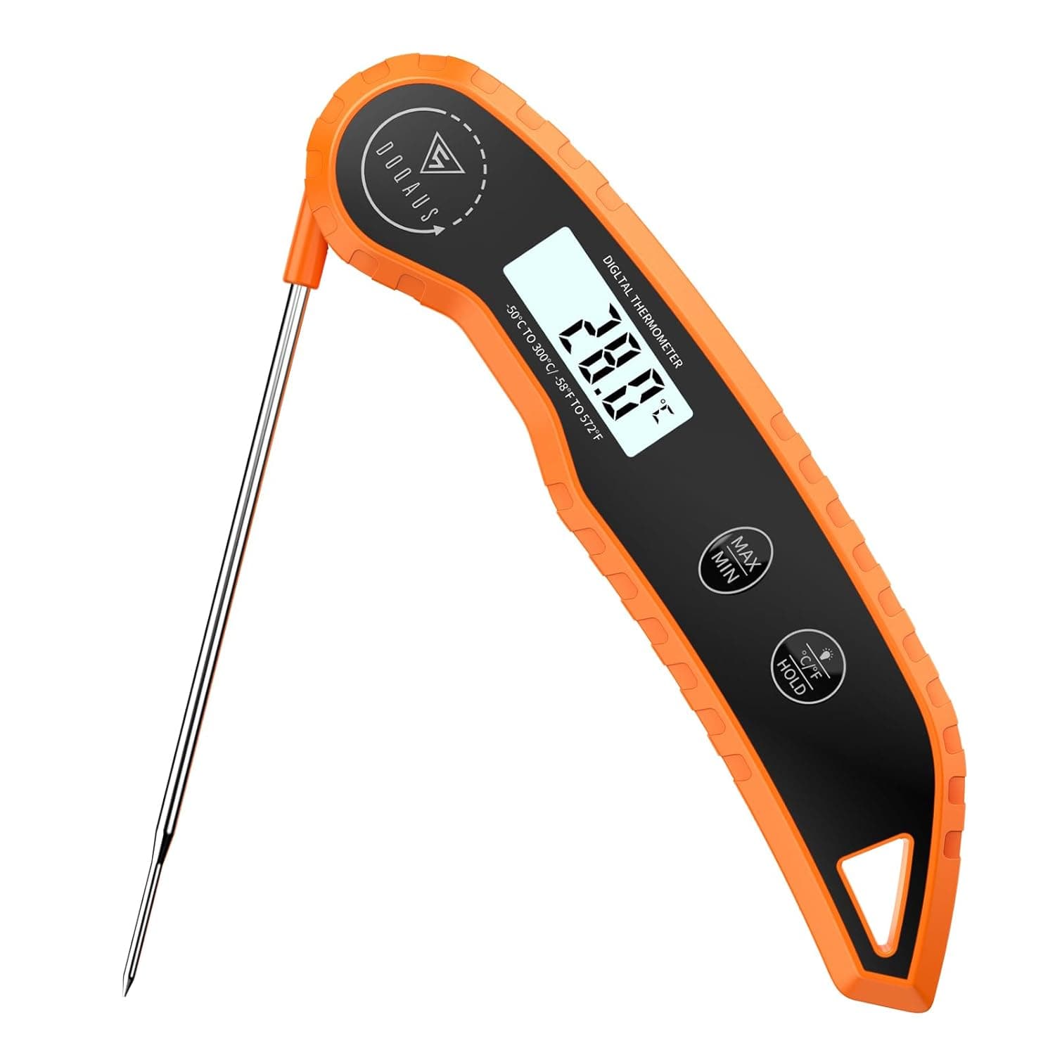 ‌DOQAUS Termometro Cocina, Termometro Digital Cocina, 3 Segundos Lectura Rápida, Precisión ±0,5℃, Pantalla LCD, Termómetros para vino y cerveza, Carne, BBQ, Horno, Aceite, Agua(Naranja)