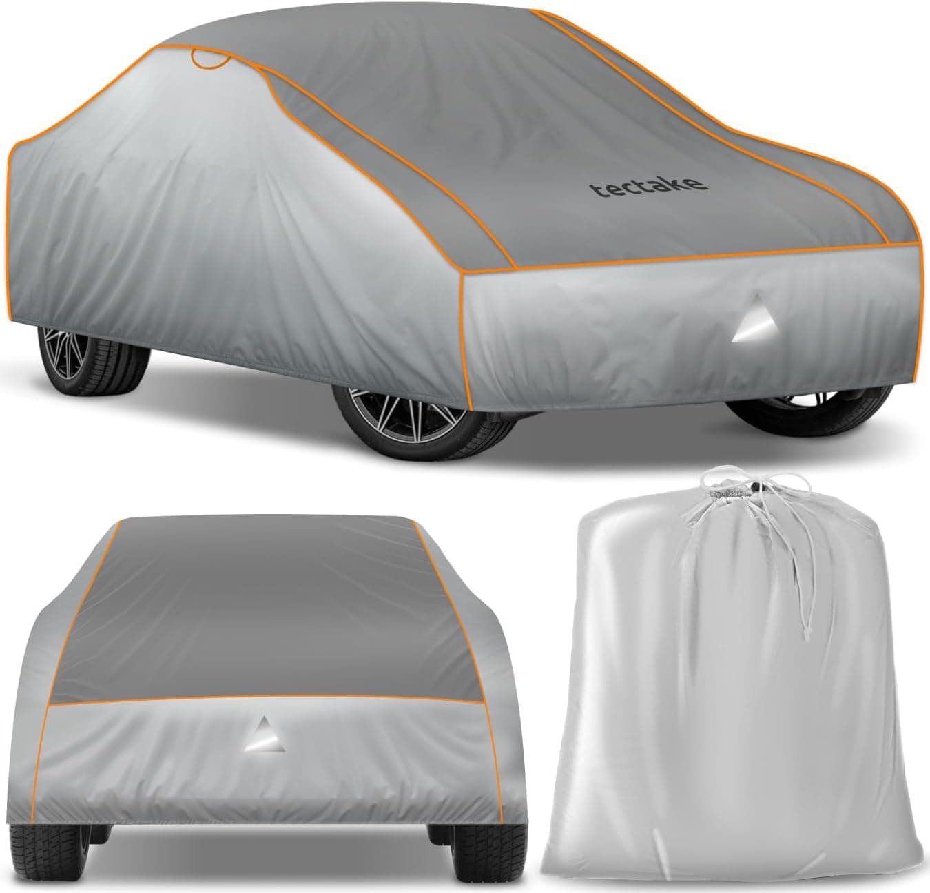 tectake® Auto Abdeckplane, Hagelschutz Autoplane, Autoabdeckung, wasserdichte Decke, atmungsaktiv, elastische Autogarage, Auto Zubehör mit Aufbewahrungstasche, kompatibel mit vielen Modellen - Größe L