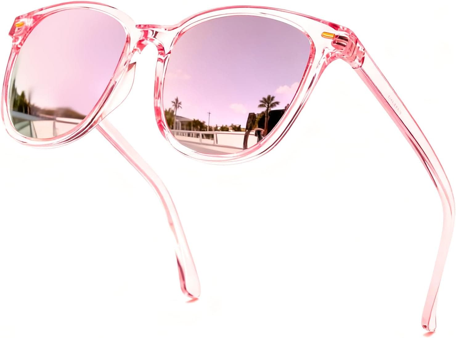 Myiaur Polarised Sunglasses Women Square Lens, Oversized Mirrored Sunglasses with UVA UVB Protection