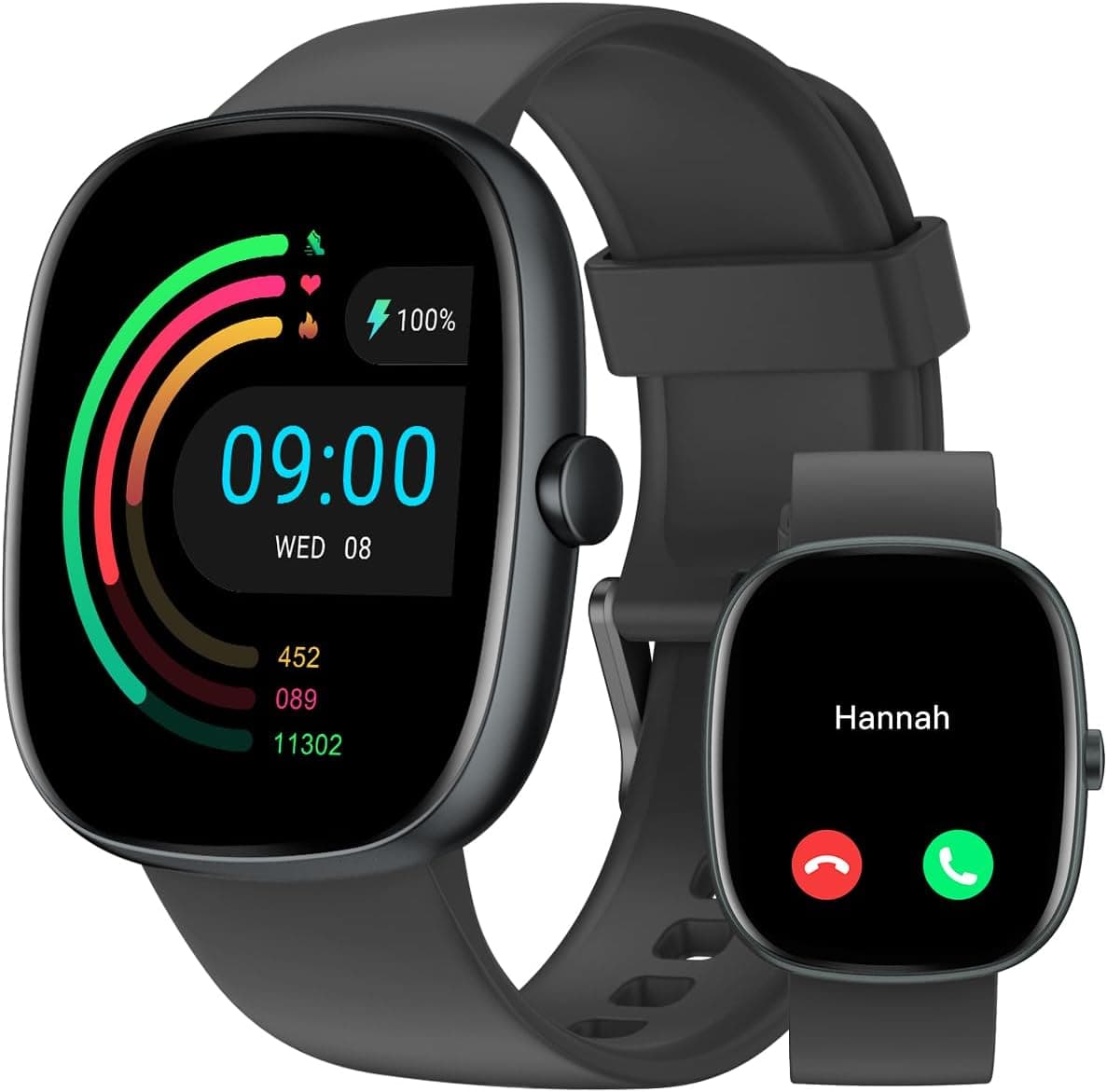 HUAKUA Smartwatch Uomo Donna con Chiamate Bluetooth 5.4, AMOLED 1.83", Orologio Fitness Contapassi Cardiofrequenzimetro SpO2 Sonno Notifiche, Impermeabile 5ATM, 30 Giorni Standby per Android iOS