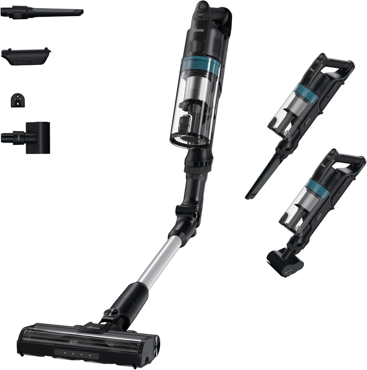 Hoover HF1 Plus con Tubo Flex, Scopa Elettrica Senza Fili con Modalità Turbo, Spazzola All Floor con Tecnologia Anti-Twist, Autonomia 45min, Quick Park&Go, Luci LED, Mini Turbo Spazzola [HF1PZ10PX]