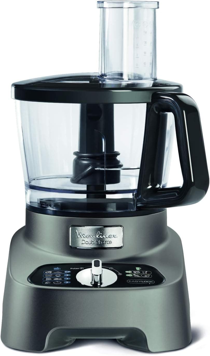 Moulinex FP825E Double Force Robot da Cucina Multifunzione All-in-One, 3L, 1000W, 6 Velocità, 10 Accessori,31 Funzioni, Frullatore e Tritatutto per Affettare, Impastare, Grattugiare, Emulsionare