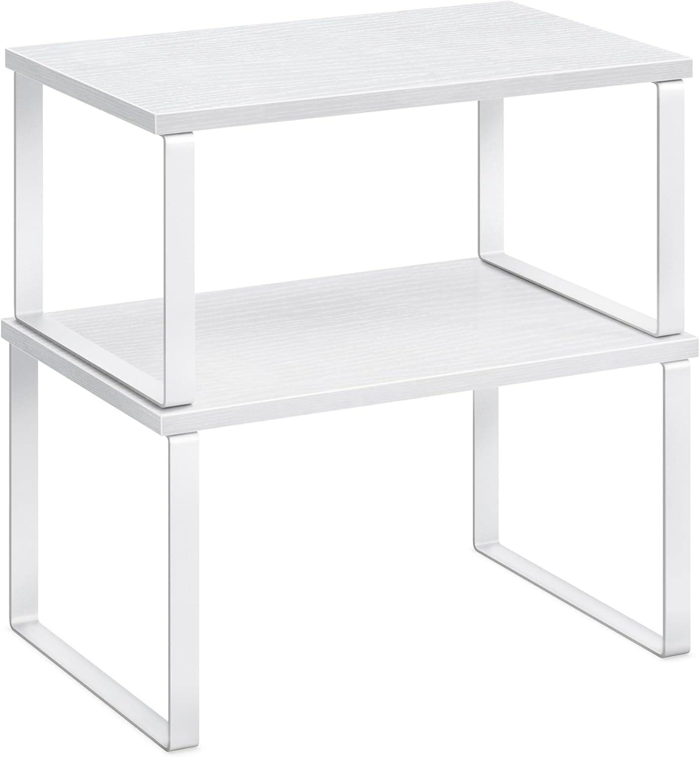 SONGMICS Scaffale Portaspezie, Set di 2 Organizzatori da Cucina Espandibili, Scaffale da Cucina Impilabile, Metallo e Legno Ingegnerizzato, Bianco Nuvola e Bianco Neve KCS02W01