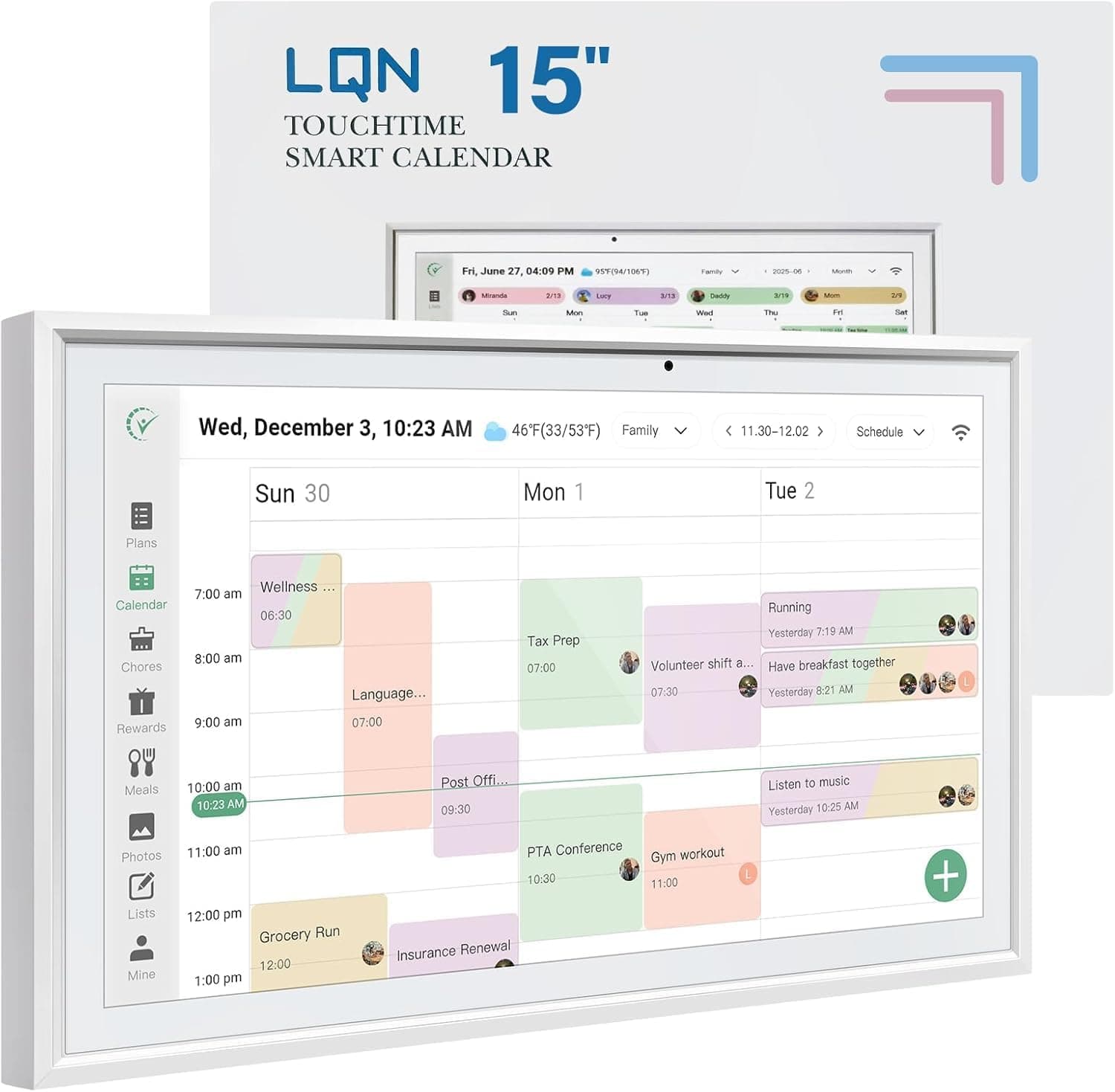 Digital Calendar 15.6 Inch Smart Electronic Family Planner with Chore Chart Display, IPS HD Touch Screen with WiFi App Control, Share Photos, Videos and Sound Reminder, Desk Calendar Refills