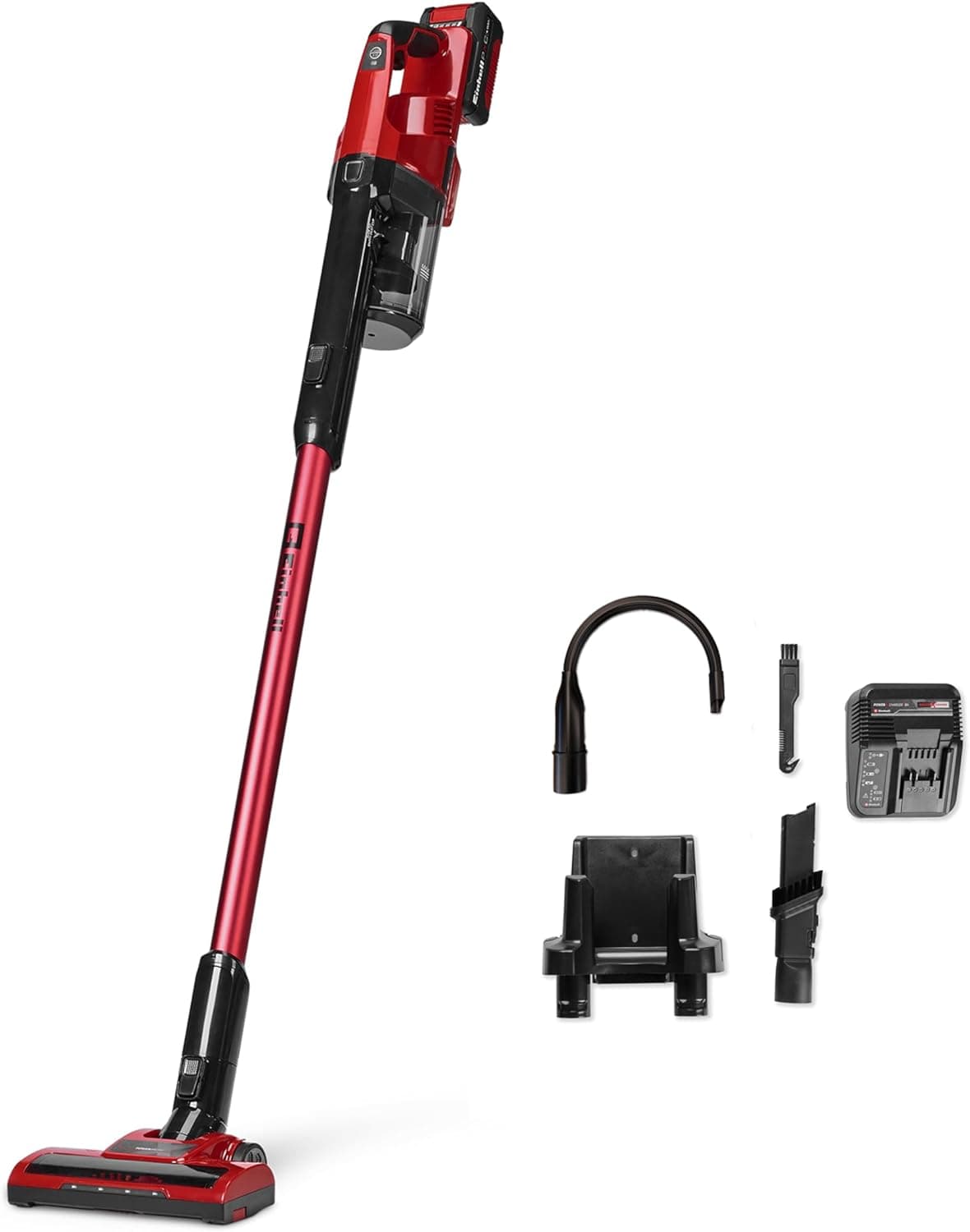 Einhell Volks-Akku-Stielstaubsauger TE-SV 18 Li (1x4,0Ah) PXC (18 V, beutellos, Zyklontechnologie, Boost-Modus, 3-Fach-Filtersystem, inkl. 4,0 Ah Akku und Zubehör)