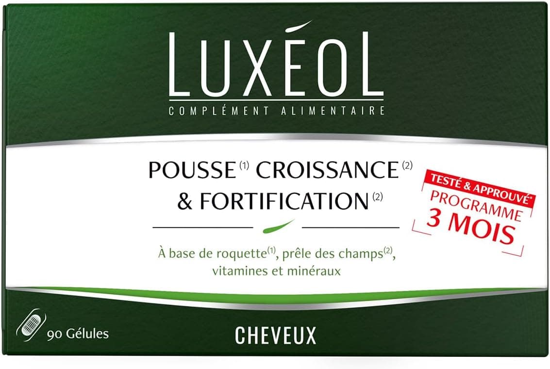 LUXÉOL - Pousse Croissance & Fortification - Complément Alimentaire - Roquette, Prêle Des Champs, Zinc, Cuivre, Sélénium, Vitamine B8 & B6 - Fabriqué En France - Programme 3 Mois - 90 Gélules