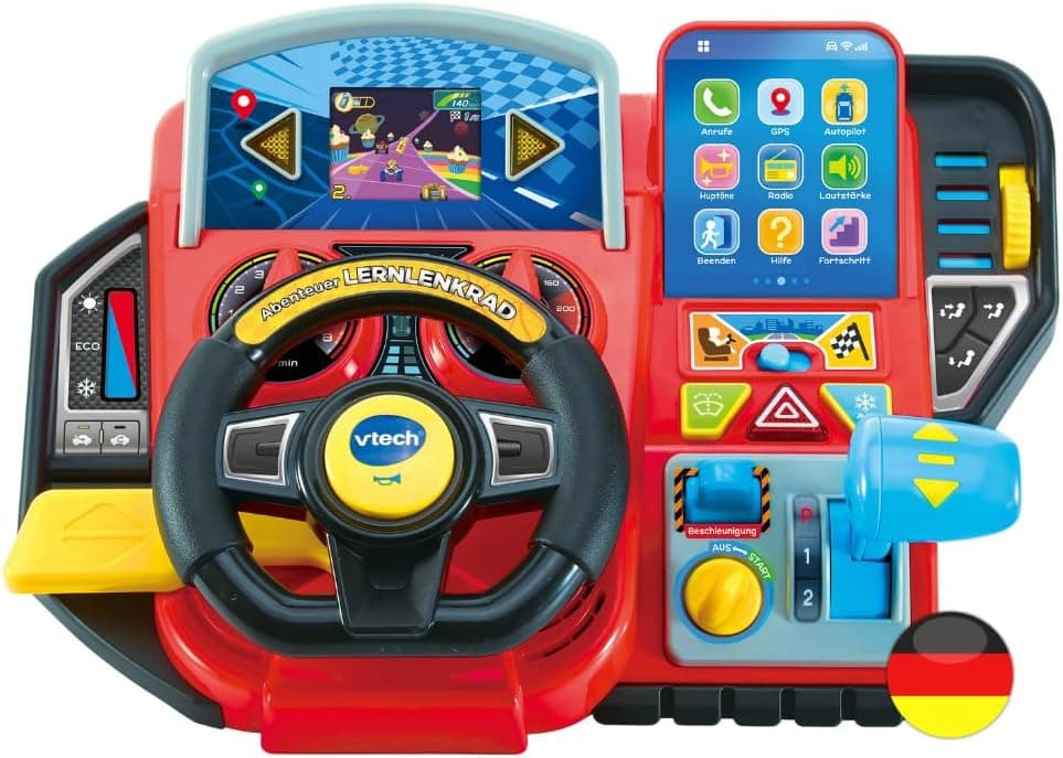 VTech Abenteuer Lernlenkrad – Interaktives Lenkrad mit LCD-Farbbildschirm, 3 Spielmodi, zahlreichen Lerninhalten und 23 Melodien – Für Kinder von 3-7 Jahren
