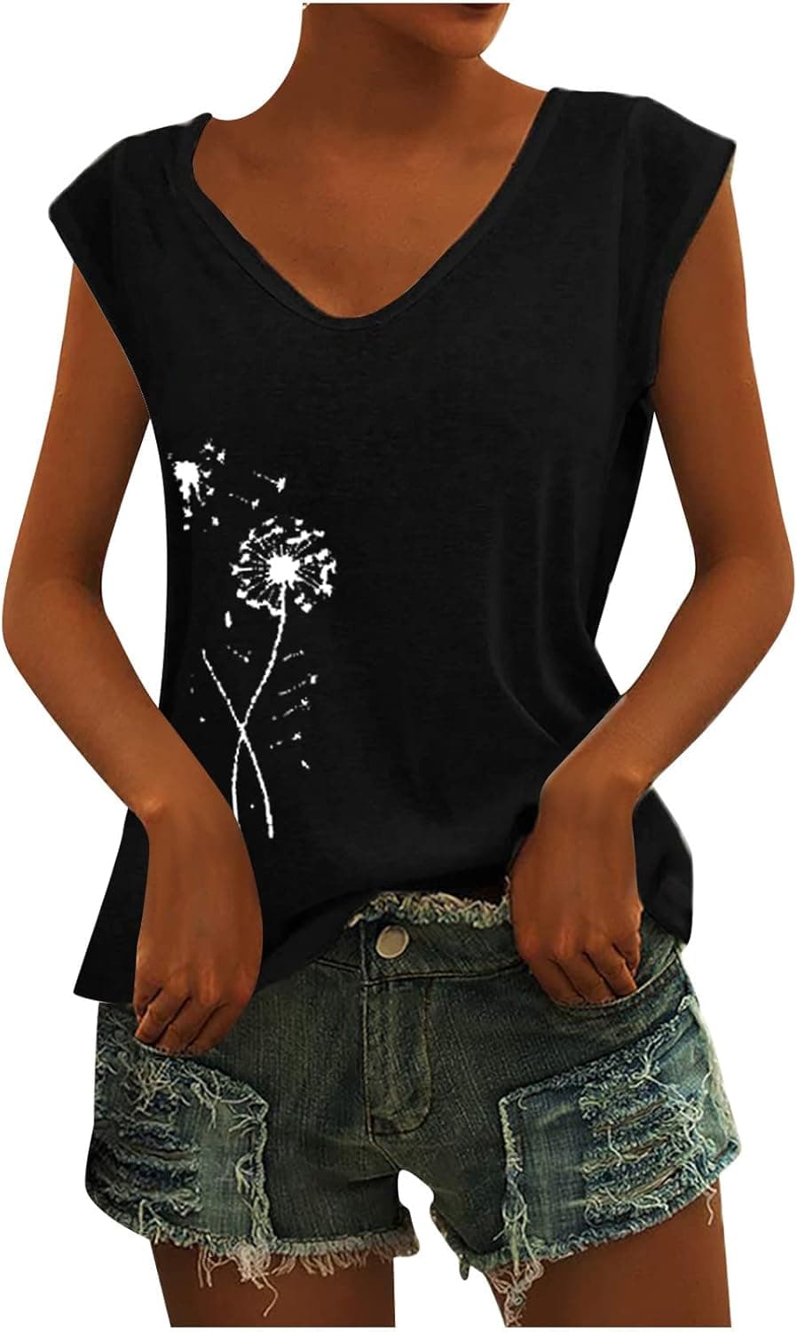 Bluse Damen Elegant Ärmellose T-Shirt Casual T Shirt Weiß Oberteile mit Flügelärmeln Frauen Schwarz Kleidung Sommer Grau Shirts