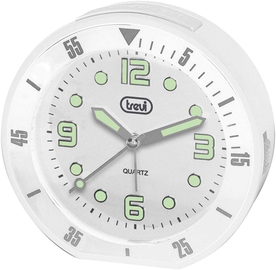 Trevi SL 3091 R Orologio al Quarzo con Sveglia e Grande Quadrante con Numeri in Rilievo, Tasto Snooze/Light, Suoneria Elettronica, Movimento Silenzioso Sweep, Bianco