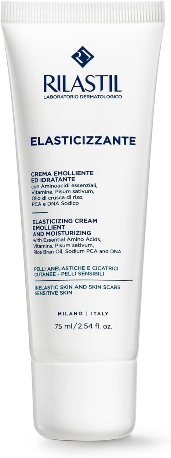 Rilastil Elasticizzante Crema Viso e Corpo, Trattamento delle Cicatrici, Emolliente ed Idratante per Pelli Sensibili, Confezione da 75 ml