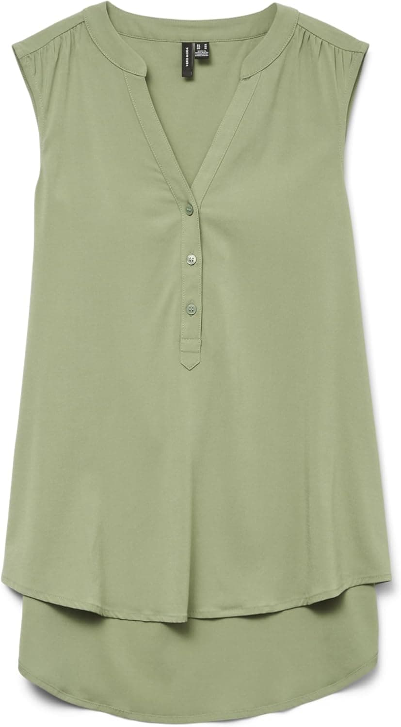 VERO MODA Blusa sin Mangas Escote en V y Botones