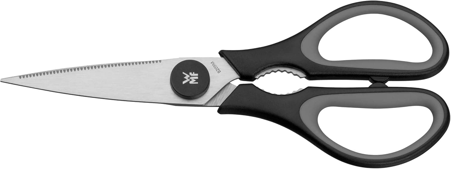 WMF Touch Küchenschere 21 cm, Haushaltsschere mit Sägeschliff, Schere Küche, Cromargan Edelstahl, Softgriff, schwarz