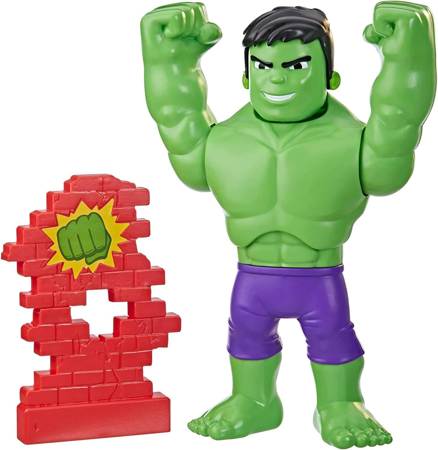 Hasbro Marvel F5067, Spidey e i suoi fantastici amici, Power Smash Hulk, giocattolo per età prescolare, action figure di Hulk da 25 cm che cambia l'espressione del viso, dai 3 anni in su, Multicolore