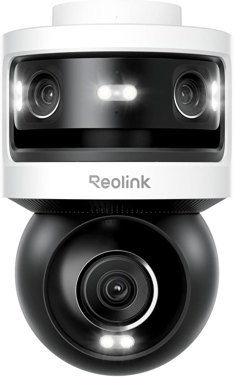 Reolink Dreifachobjektiv PoE Sicherheitskamera für den Außenbereich, 10MP 180° Panorama & 4K PT mit Auto-Tracking, KI-Videosuche, Perimeterschutz, Farb- & IR-Nachtsicht, 24/7-Aufzeichnung, OMVI 3i PoE