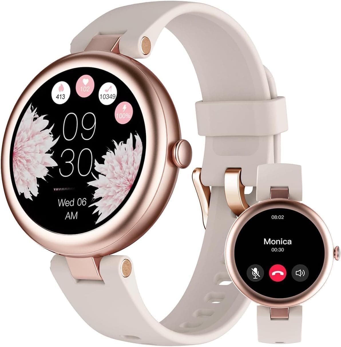 ​​Smartwatch Donna Piccolo Rotondo Risposta Chiamate per Android iOS Orologio Contapassi Cardiofrequenzimetro da Polso Saturimetro Orologio Fitness Notifiche 100+ Modalità Sportive