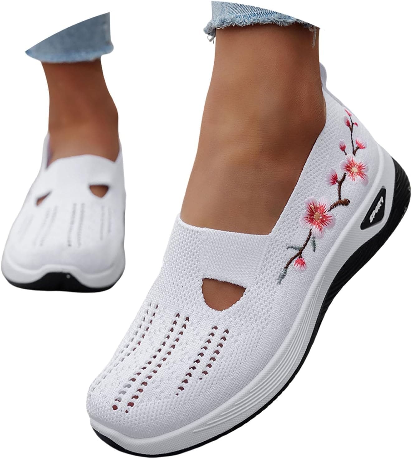 Chaussures OrthopéDiques Femme Chaussures Mode Et Sport pour Marche Printemps Sneakers Ete Pieds Larges Confort Basket Confortable Mousse À MéMoire De Forme Sport sans Lacet Confortable Ete Chaussure