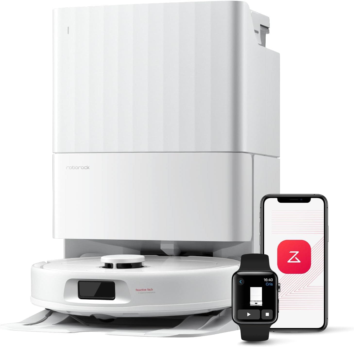 roborock Qrevo Serie Saugroboter mit Wischfunktion&Hebarem Wischmopp, 8000Pa Saugkraft(verbessert von Qrevo S), Anti-Verfilzungs-Seitenbürste, Hindernisvermeidung, All-in-One Dock, Weiß(QV 35A)