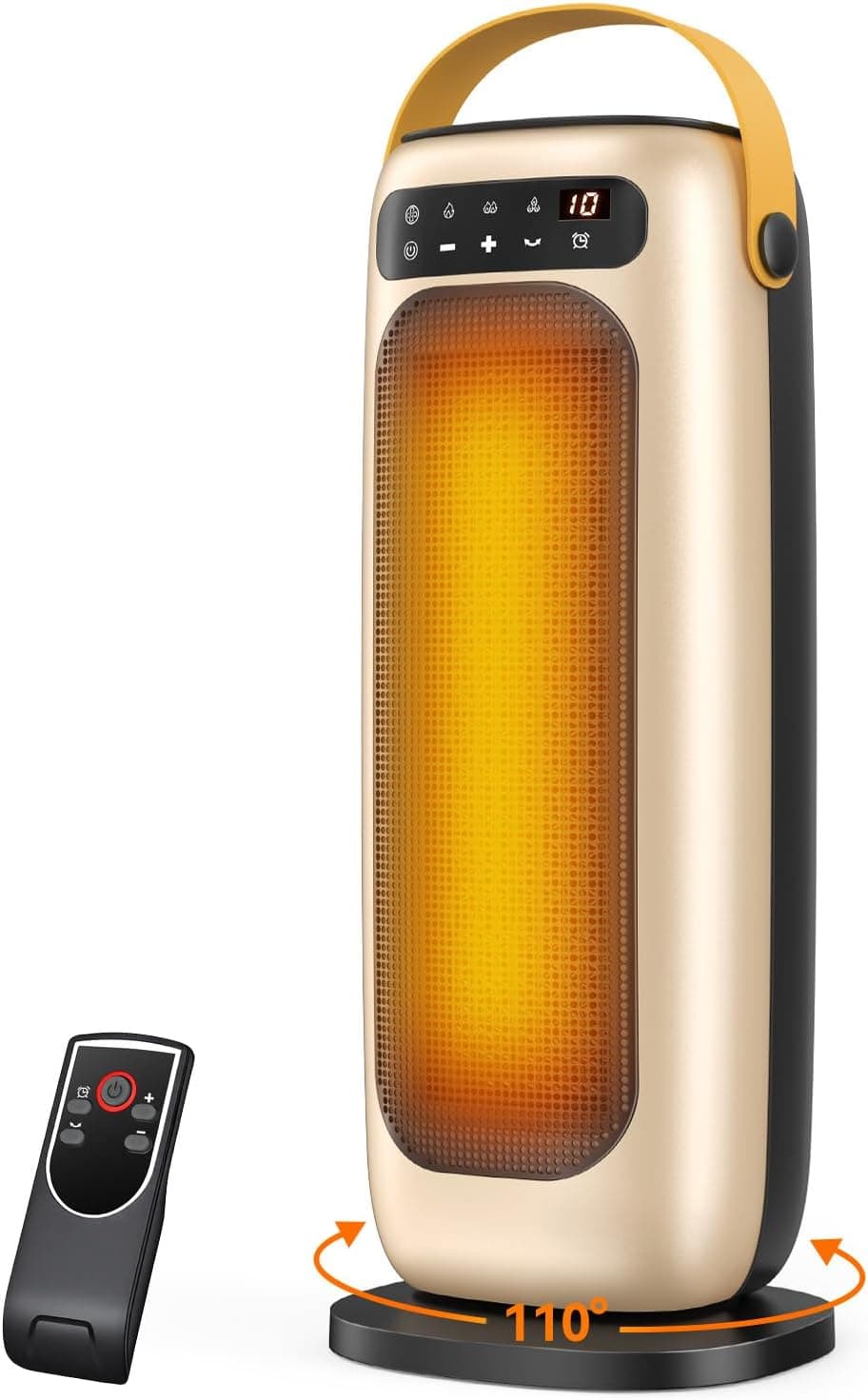 Electric Heater, 1500W PTC Ceramic Space Heater for Home with Remote, 4 Heating Levels Room Heater with LED Touch Display, 110°Oscillation, 10H Timer, Overheat & Tip-Over Protection Portable Heaters