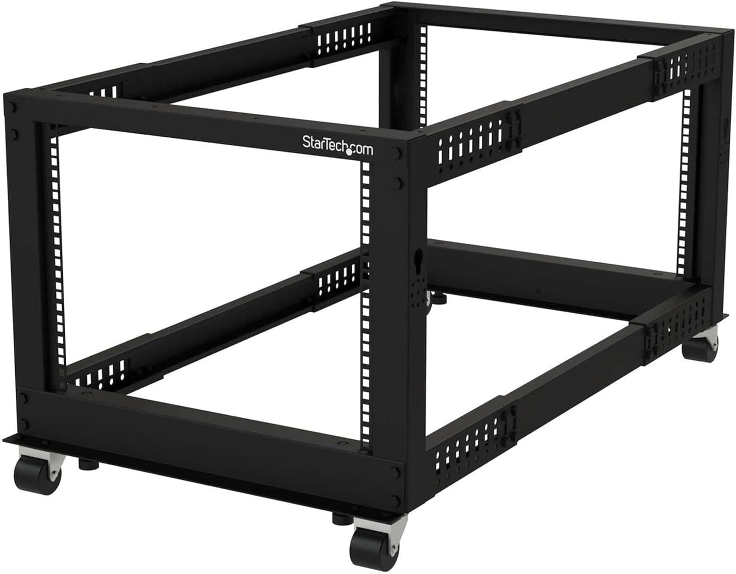 StarTech.com Server Rack 8U 19" a 4 Montanti Open Frame - Armadio Rack con Ruote, Piedini di livellamento/Montaggio a pavimento, Rack dati piccolo per reti/apparecchiature informatiche (4POSTRACK8U)